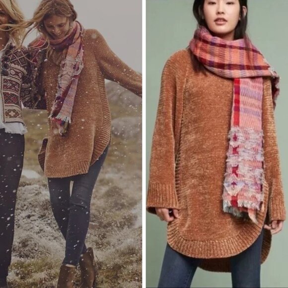 Anthropologie Sweaters - Anthropologie Moth Benilda Chenille Tunic Oversized Turtleneck Sweater